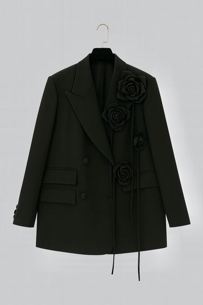 “The Amara Rose Blazer – Midnight Bloom Edition 🌙”