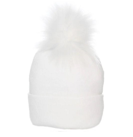 White Single Pom Hat