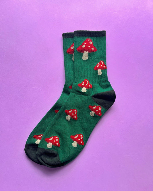  Green Mushroom Socks