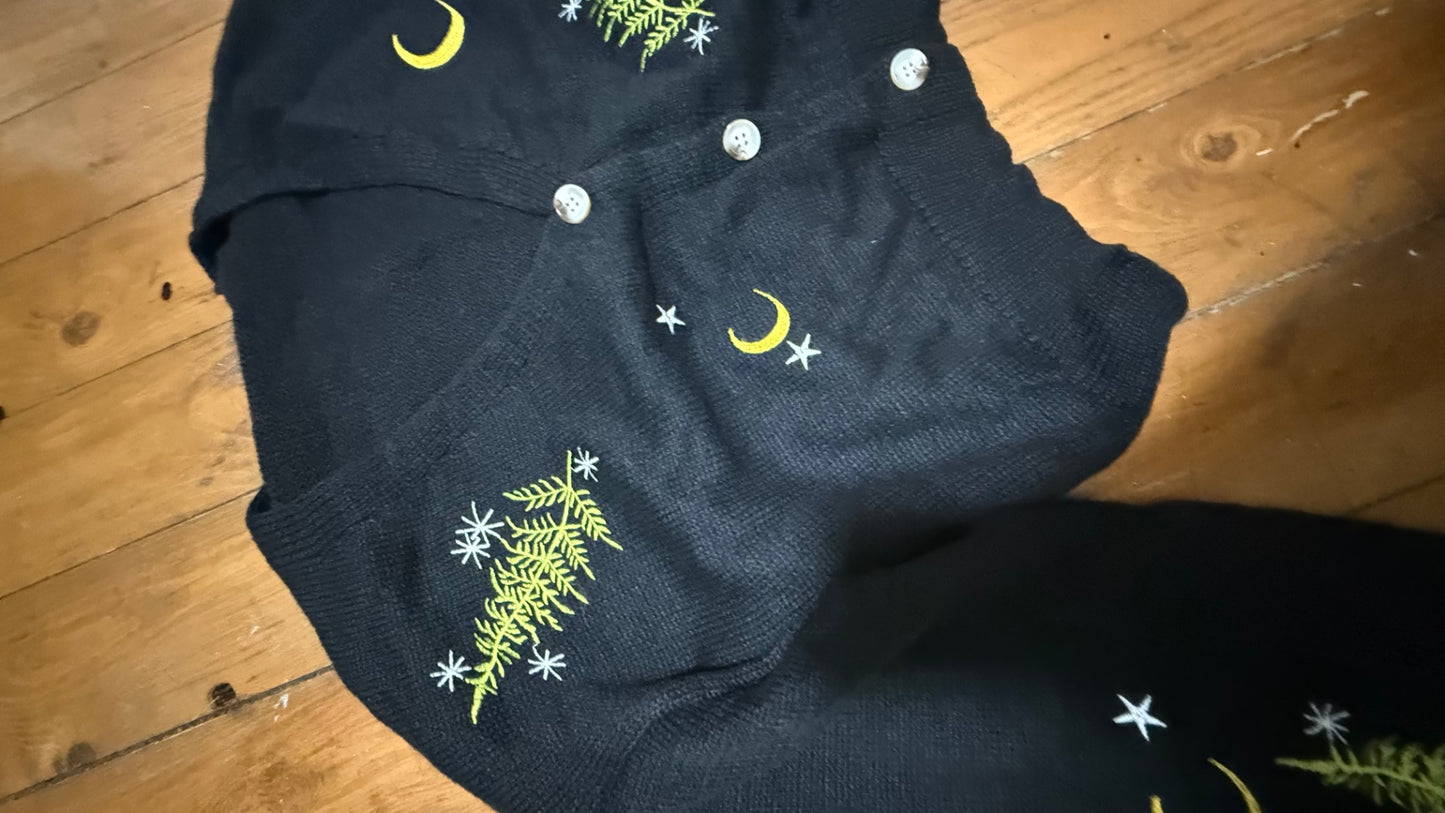Embroidered fern cardigan