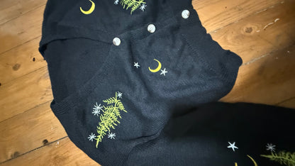Embroidered fern cardigan