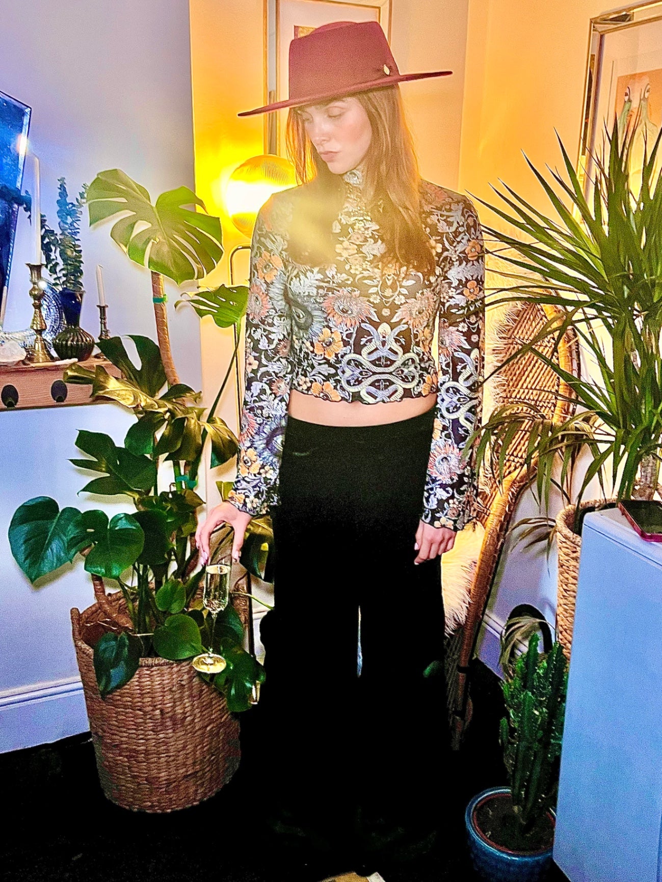 Emerald Velvet Dreams Flares-High Stretch Boho Trousers Size 10