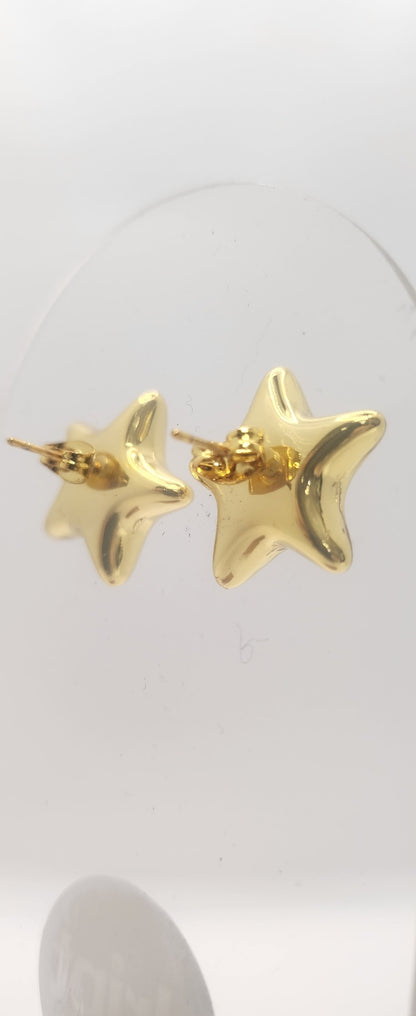 Star stud balloon earrings fold 18ct gp