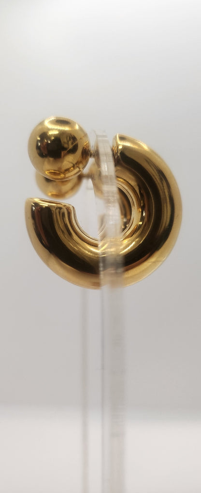 C hoop with ball earrings