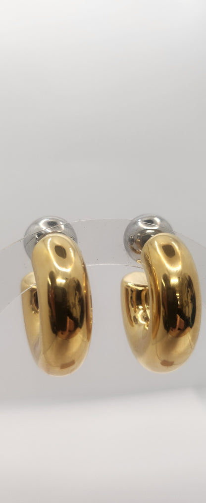 Mixed metal coming shape and ball earrings