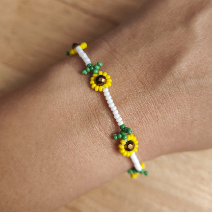 Beaded Clip-on Sunflower Bracelet