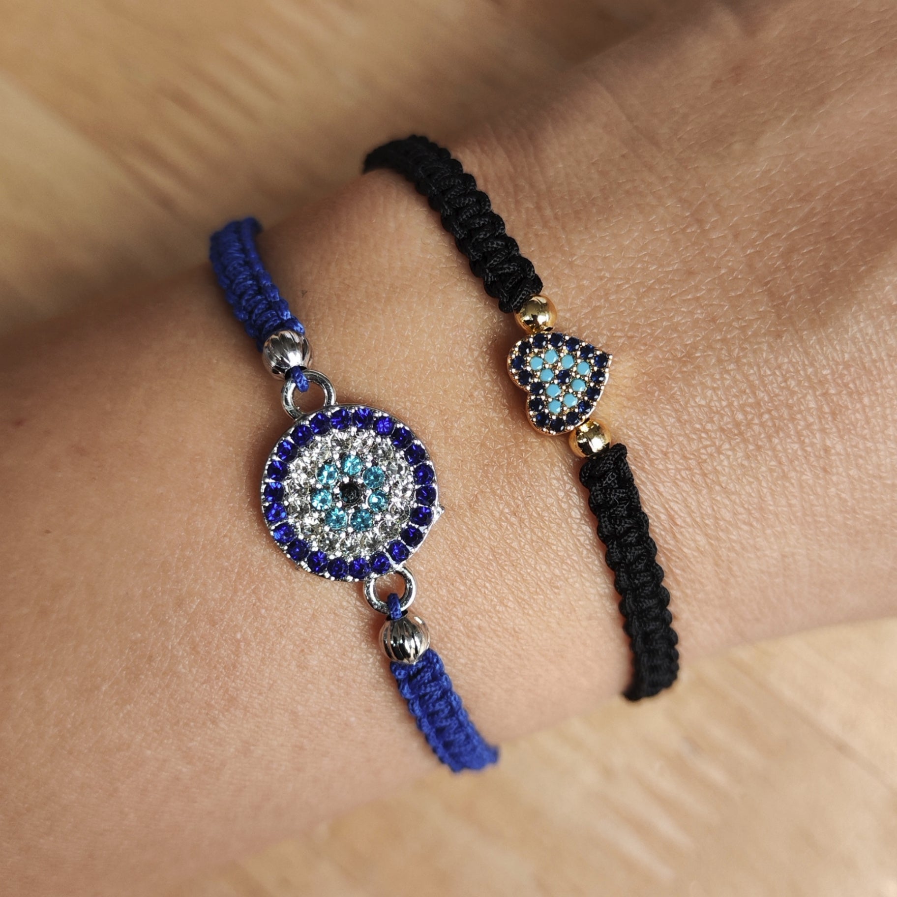 Macrame Bracelets with Evil Eye Charms