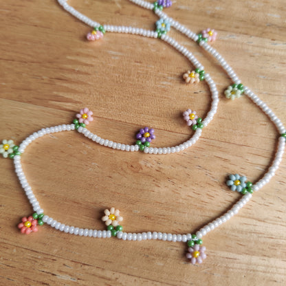 Beaded Dangly Flower Necklaces