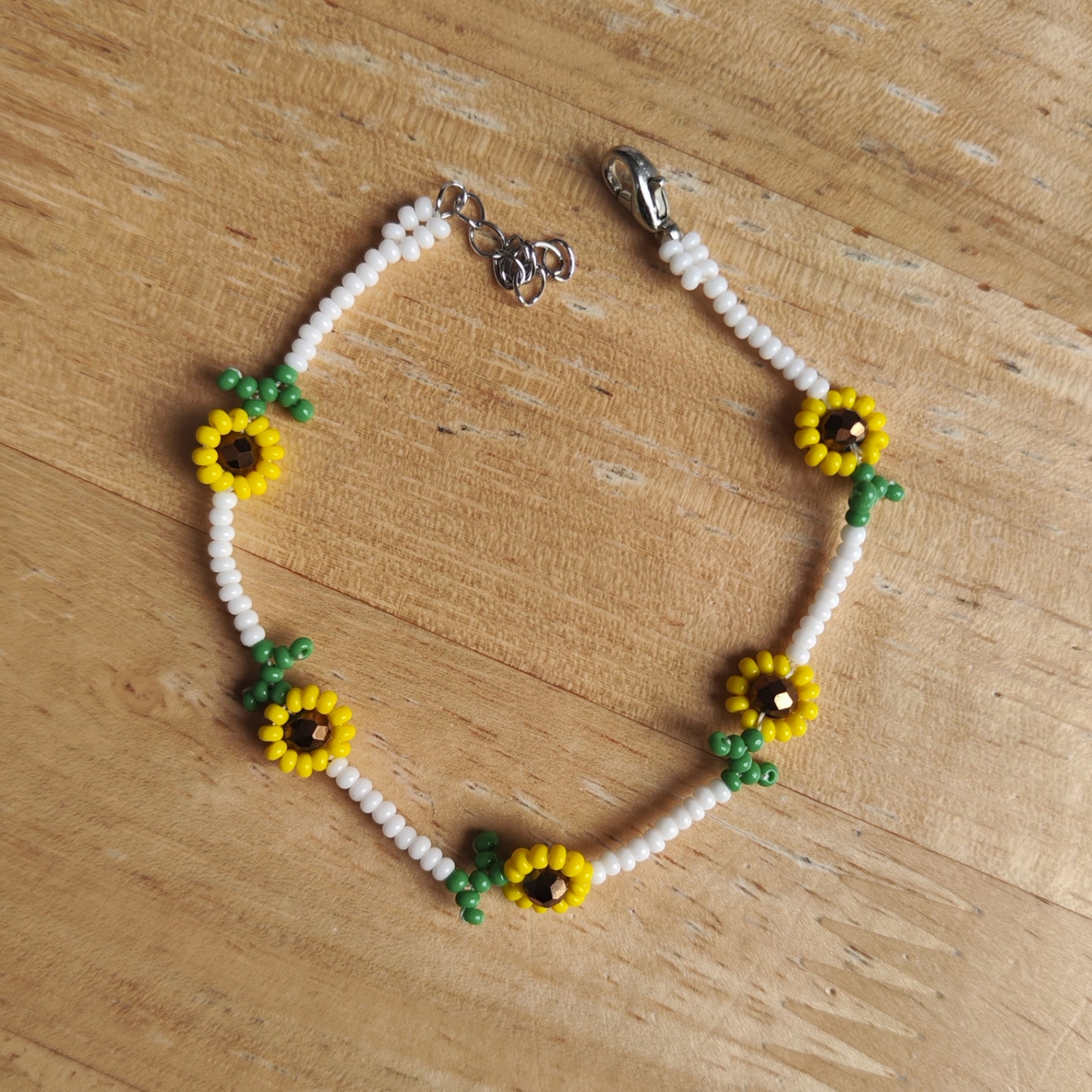 Beaded Clip-on Sunflower Bracelet