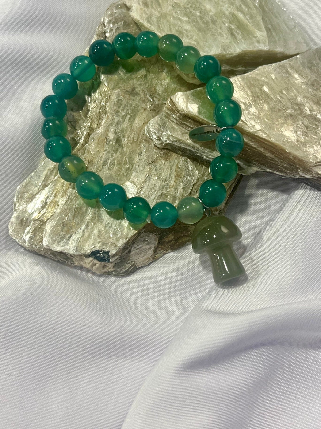 Green Aventurine Mushroom Bracelet – Luck, Growth & Forest Magic