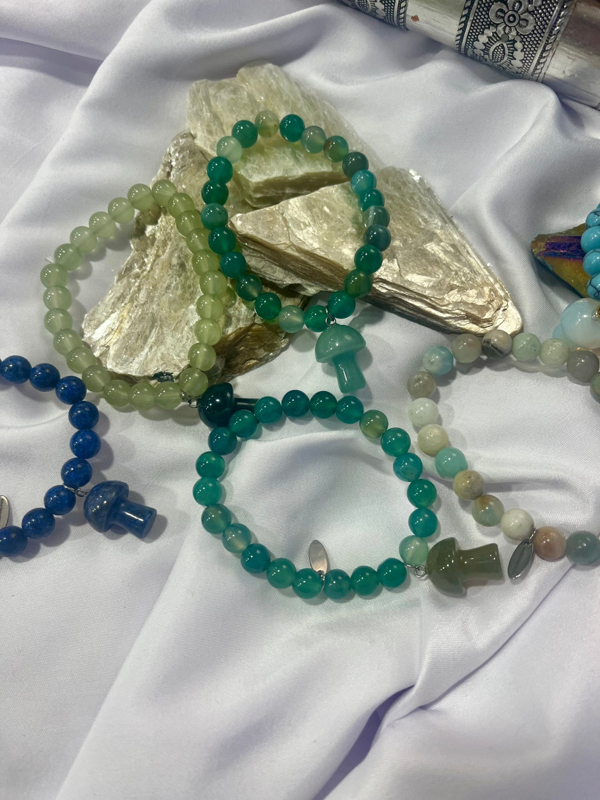 Amazonite Mushroom Bracelet – Calm, Balance & Nature Energy