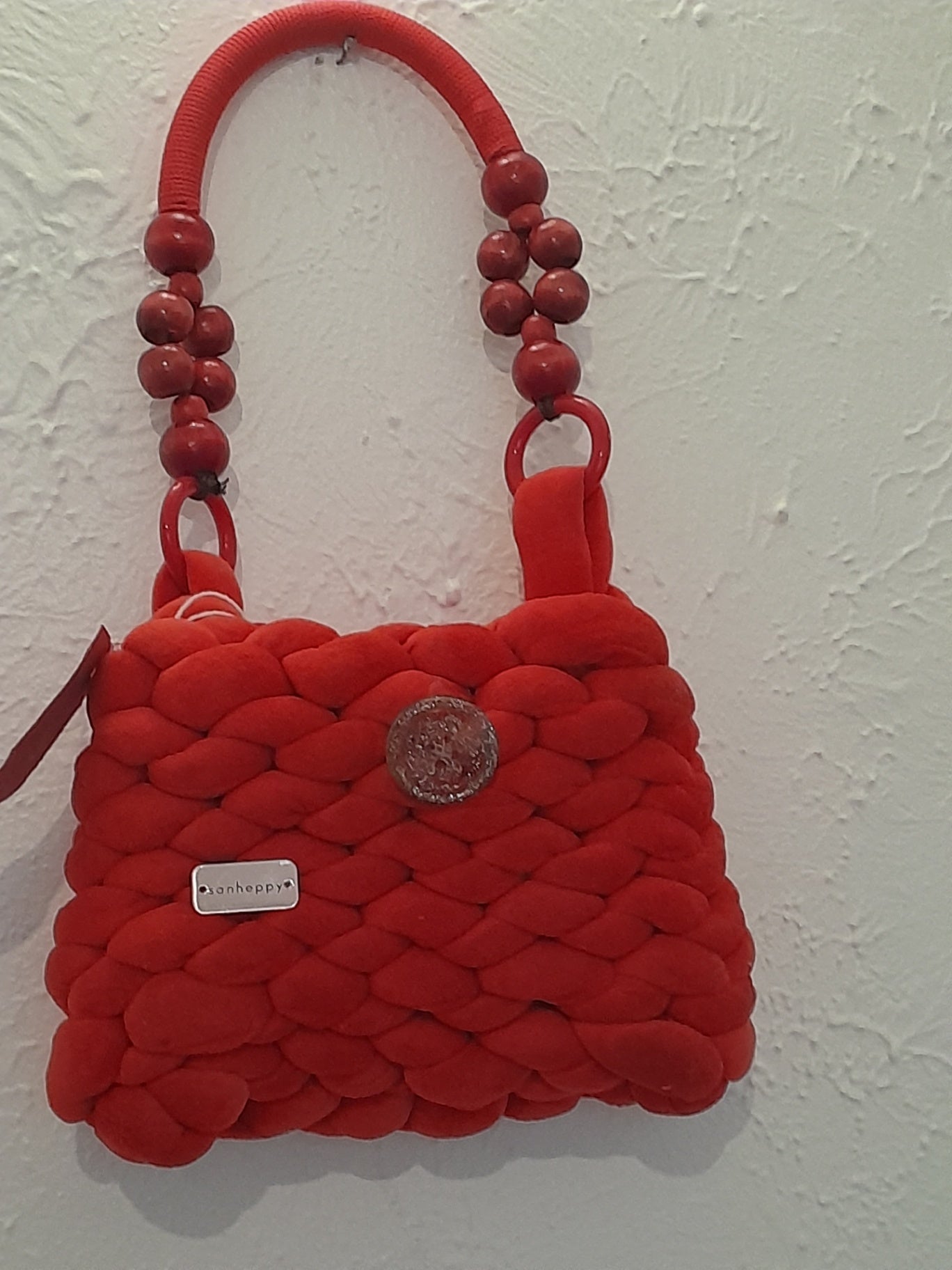 Handmade Bag - Red Beaded 
