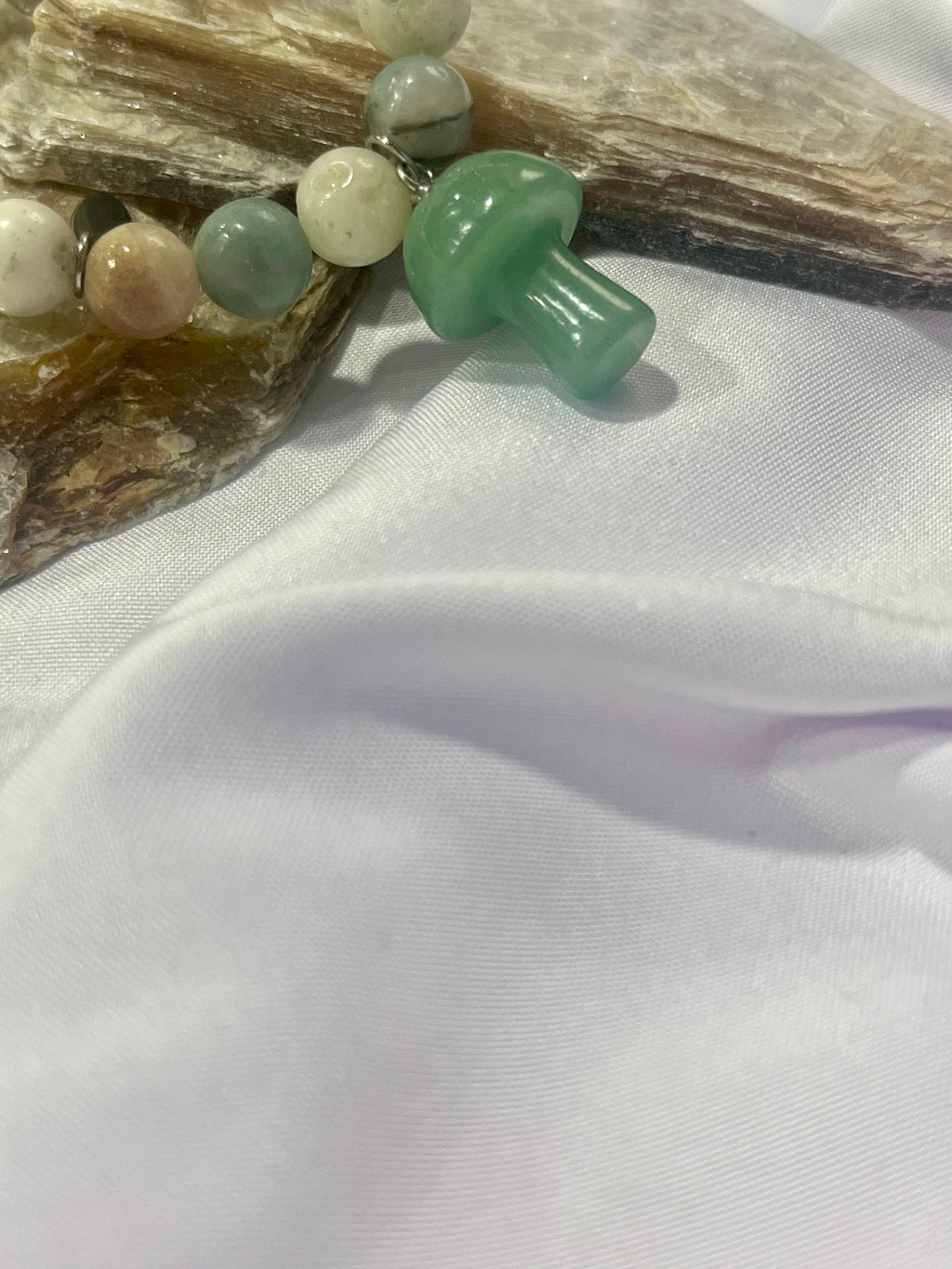 Amazonite Mushroom Bracelet – Calm, Balance & Nature Energy