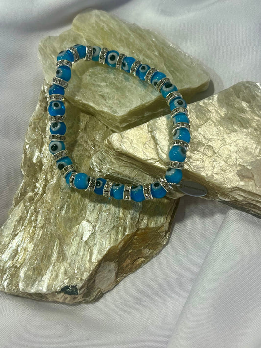 Blue Crystal Lucky Eye Stretch Bracelet