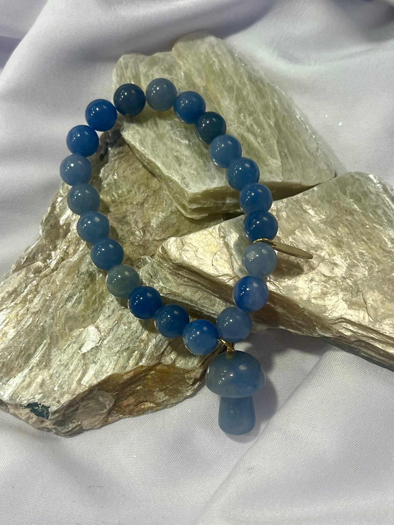 Blue Aventurine Mushroom Bracelet – Calm Focus & Flow