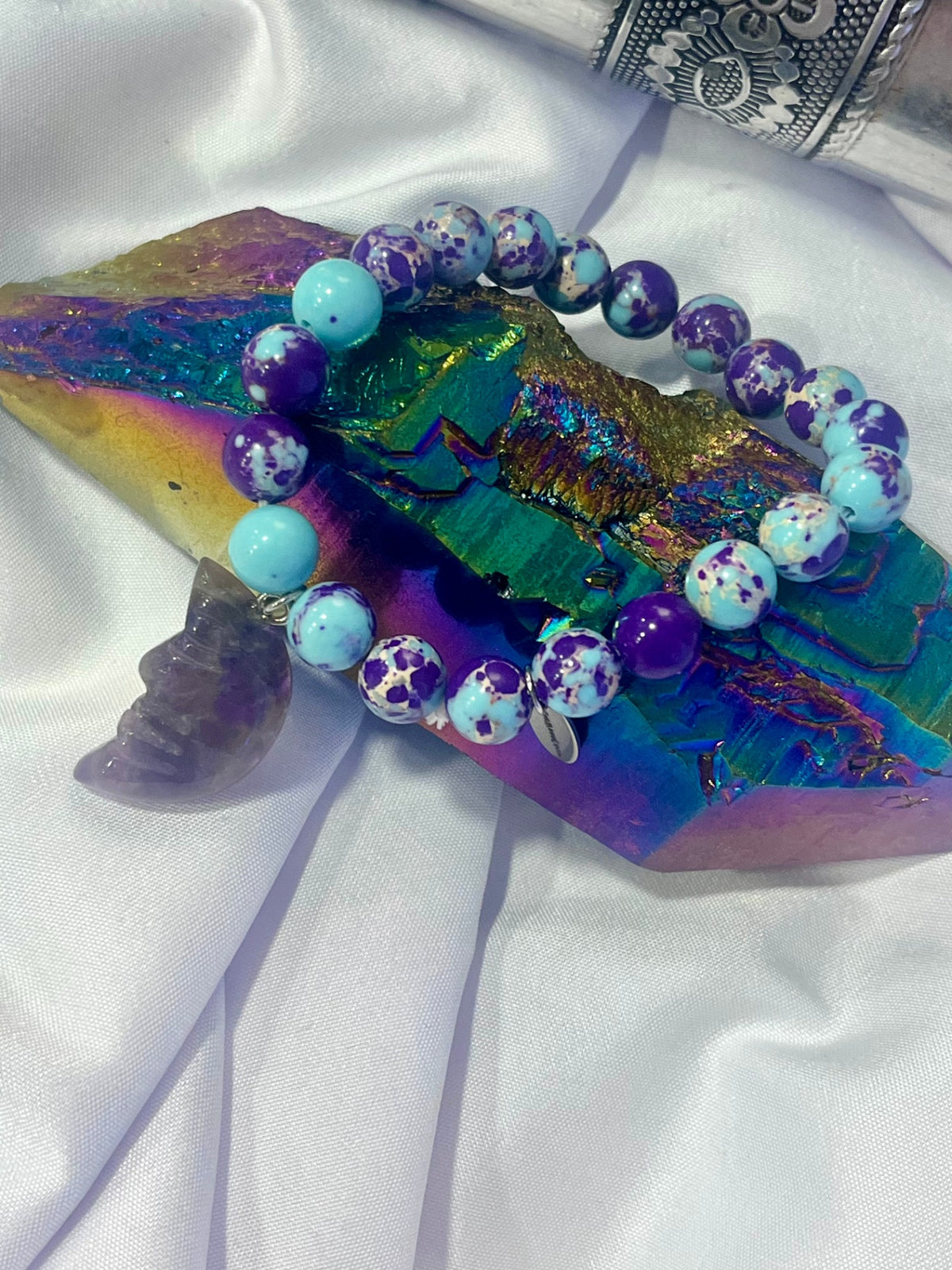 Cosmic Balance Bracelet – Turquoise & Amethyst Moon | Intuition, Healing & Transformation