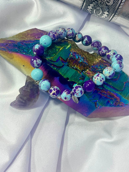 Cosmic Balance Bracelet – Turquoise & Amethyst Moon | Intuition, Healing & Transformation
