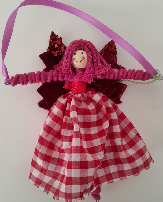 Hanging  fairies - Gingham Skirt