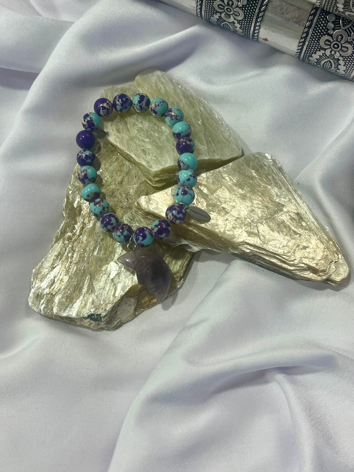 Cosmic Balance Bracelet – Turquoise & Amethyst Moon | Intuition, Healing & Transformation