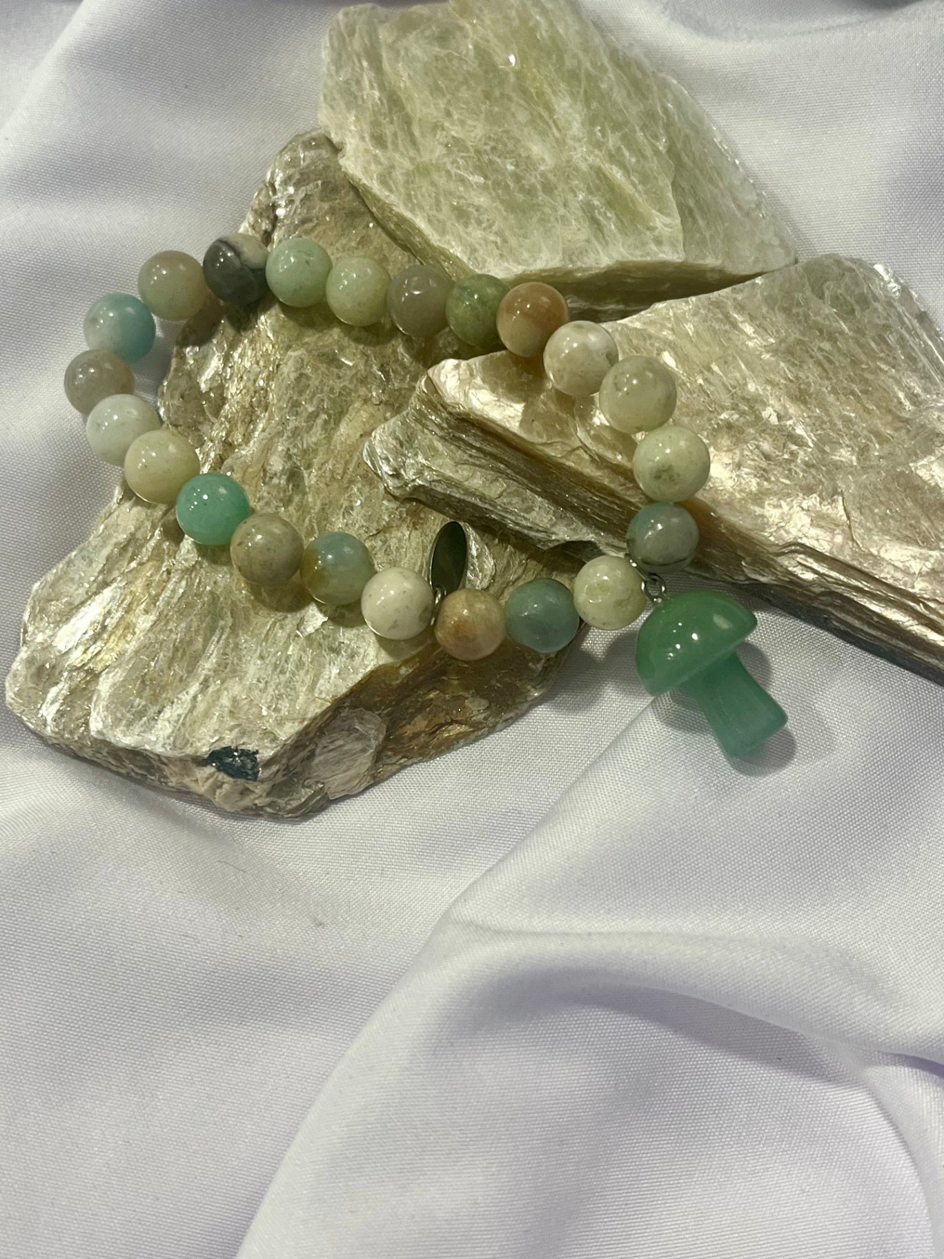 Amazonite Mushroom Bracelet – Calm, Balance & Nature Energy