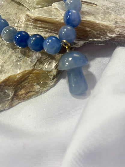Blue Aventurine Mushroom Bracelet – Calm Focus & Flow