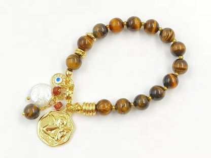 Tiger’s Eye Goddess Charm Bracelet – Strength, Protection & Divine Power