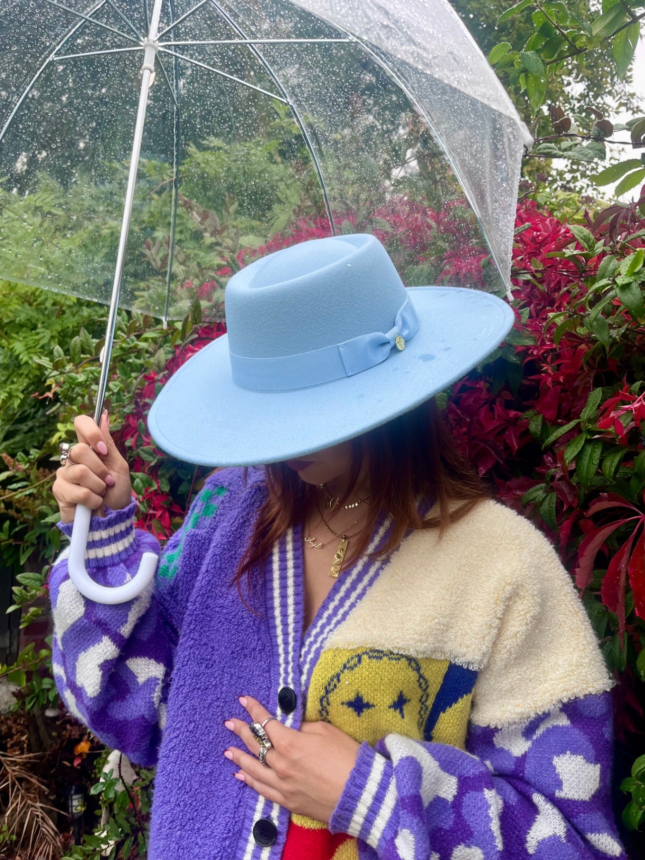 Blue Western Flat Top Hat – Adjustable Large Brim