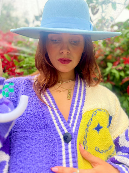 Blue Western Flat Top Hat – Adjustable Large Brim