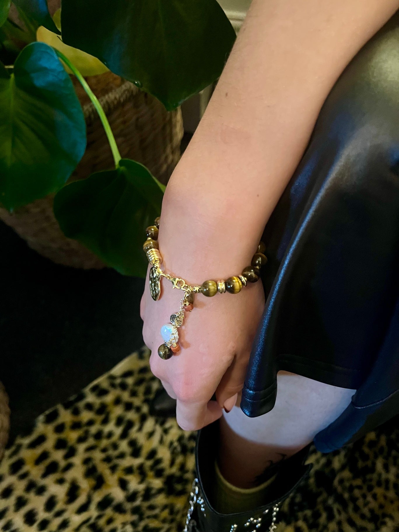 Tiger’s Eye Goddess Charm Bracelet – Strength, Protection & Divine Power