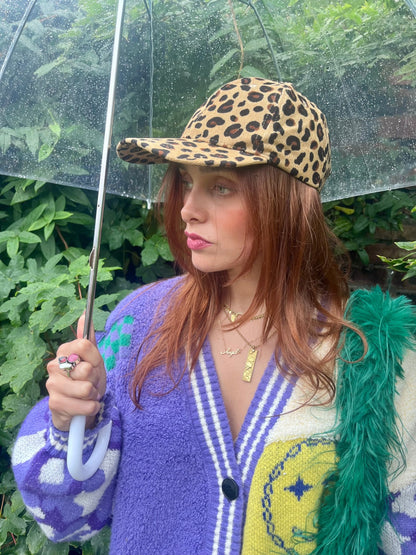 Leopard Print Cord Cap – Adjustable Boho Baseball Hat