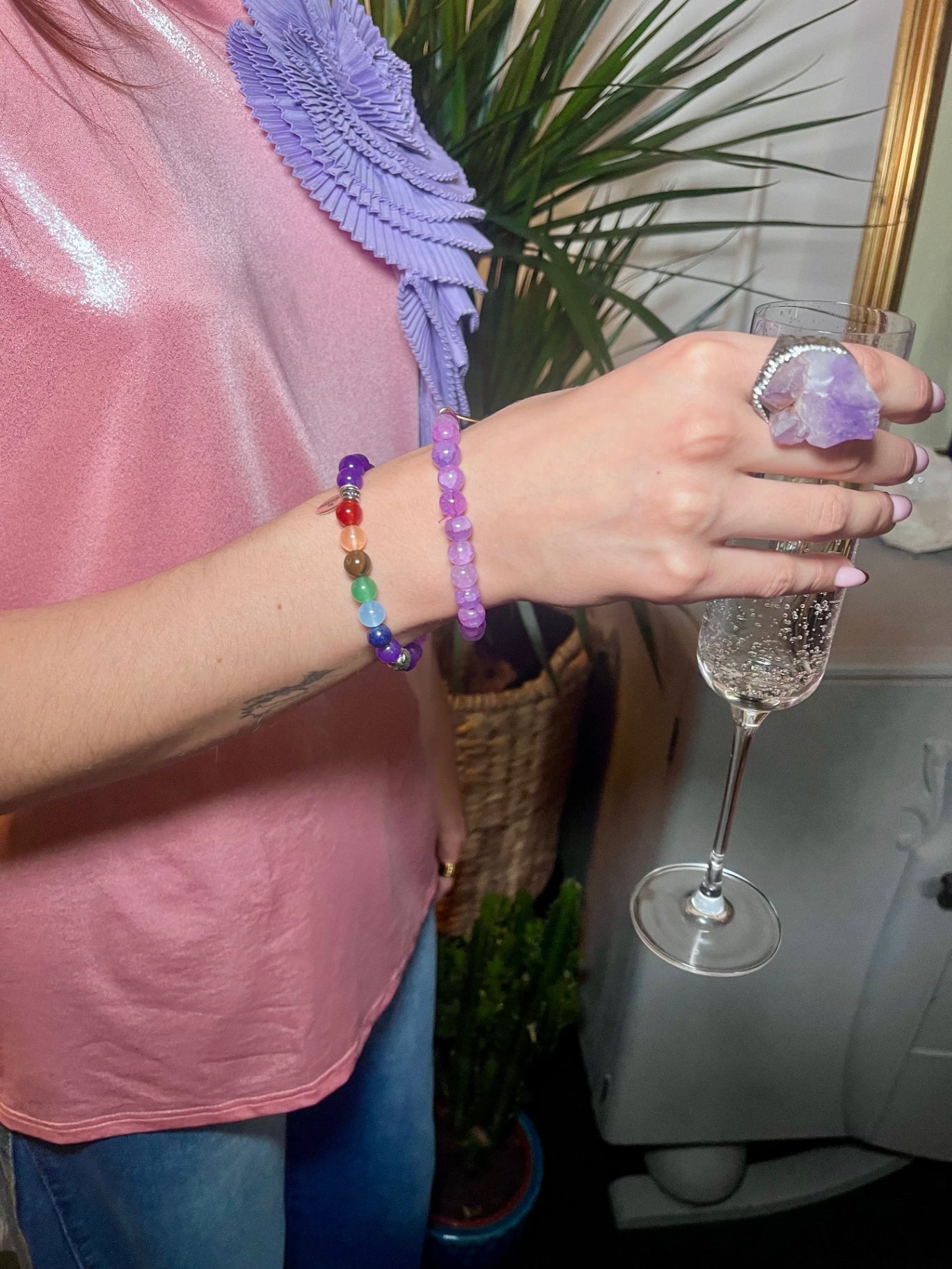 Amethyst Statement Ring – Raw Crystal Power Ring | Bali Temple Range