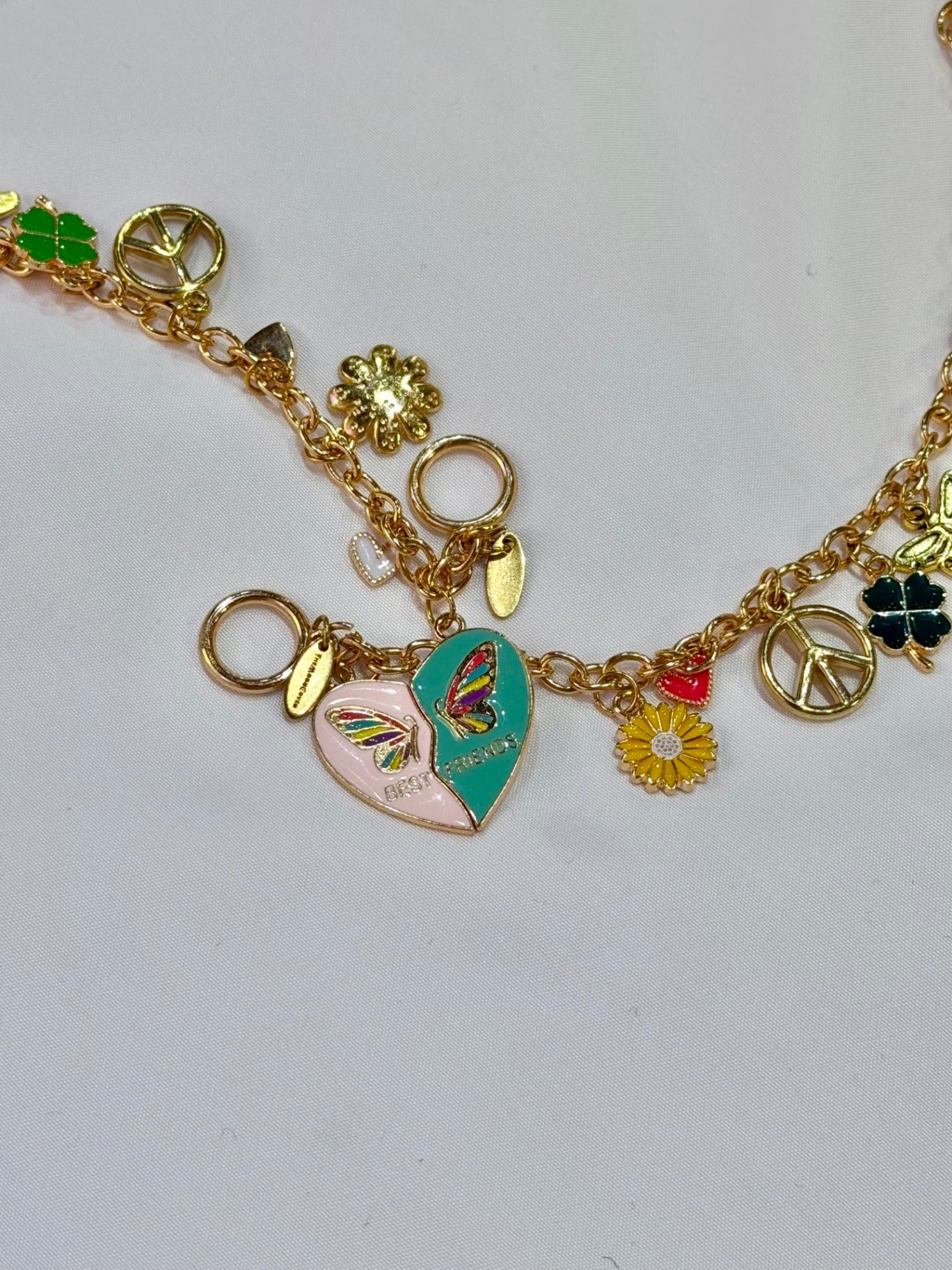 Best Friends Boho Pink Heart Charm Bracelet 