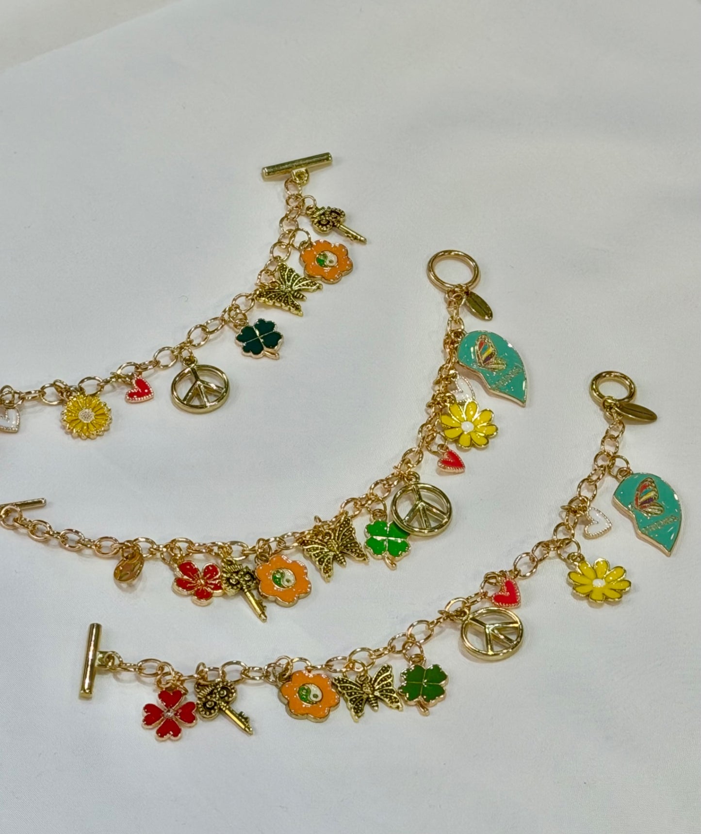 Best Friends Boho Blue Heart Charm Bracelet