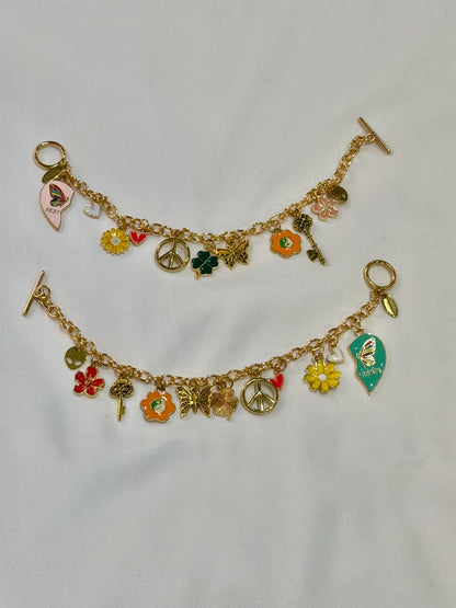 Best Friends Boho Pink Heart Charm Bracelet 