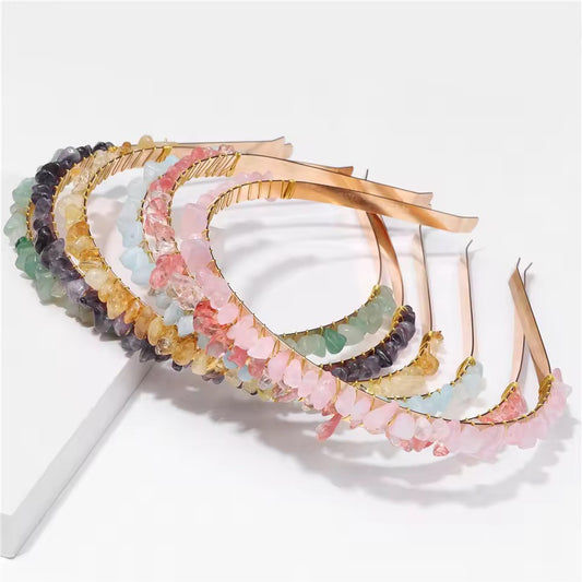 🩷 Rose Quartz Crystal Chip HeadbanD