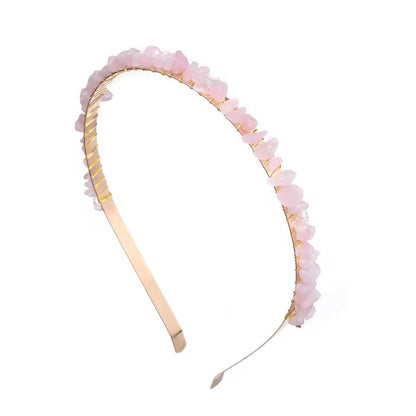 🩷 Rose Quartz Crystal Chip HeadbanD