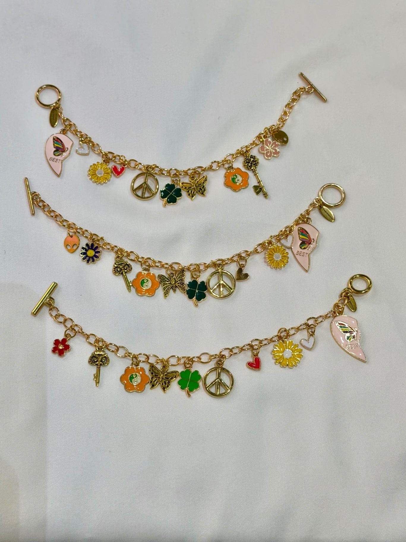 Best Friends Boho Pink Heart Charm Bracelet 