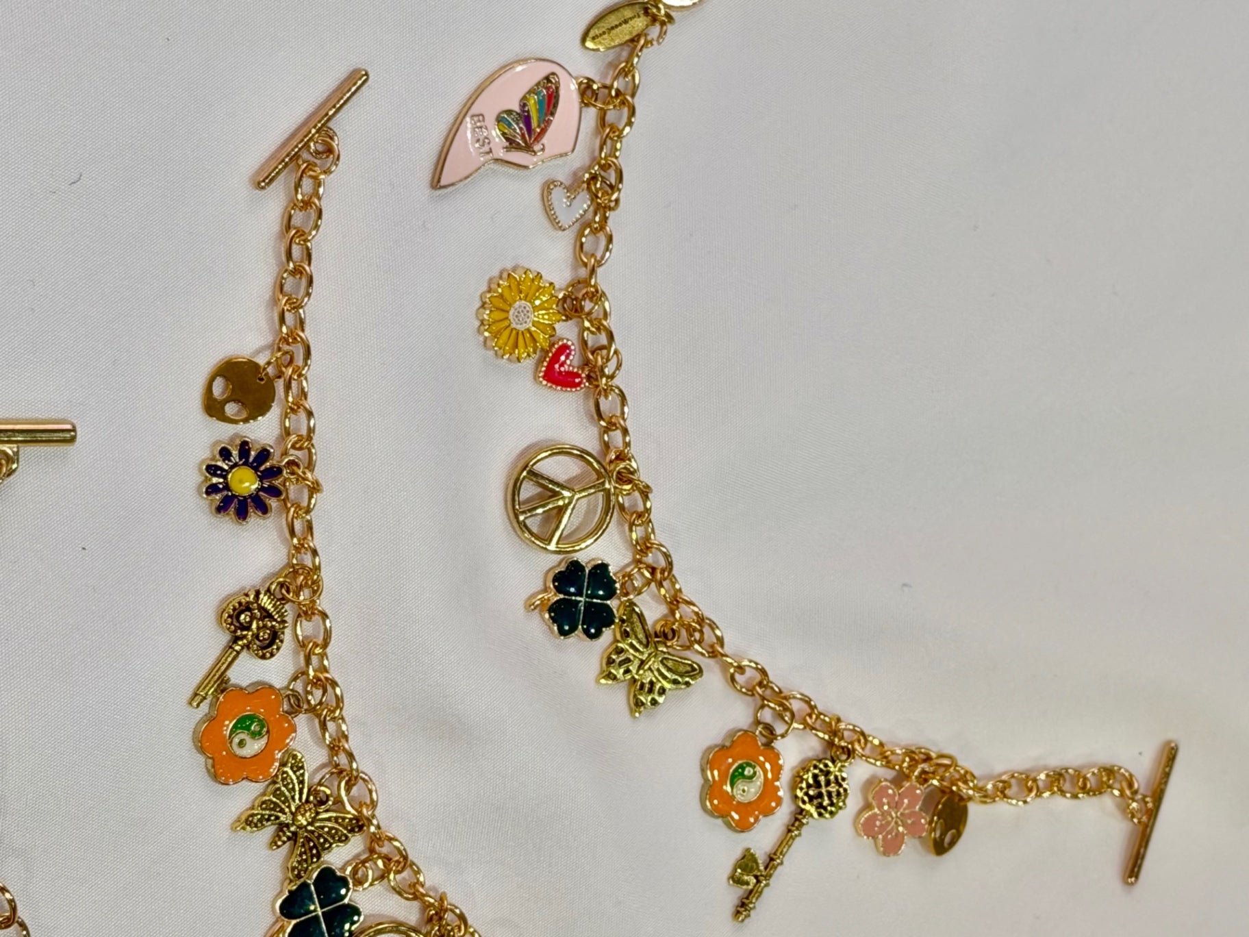 Best Friends Boho Pink Heart Charm Bracelet 