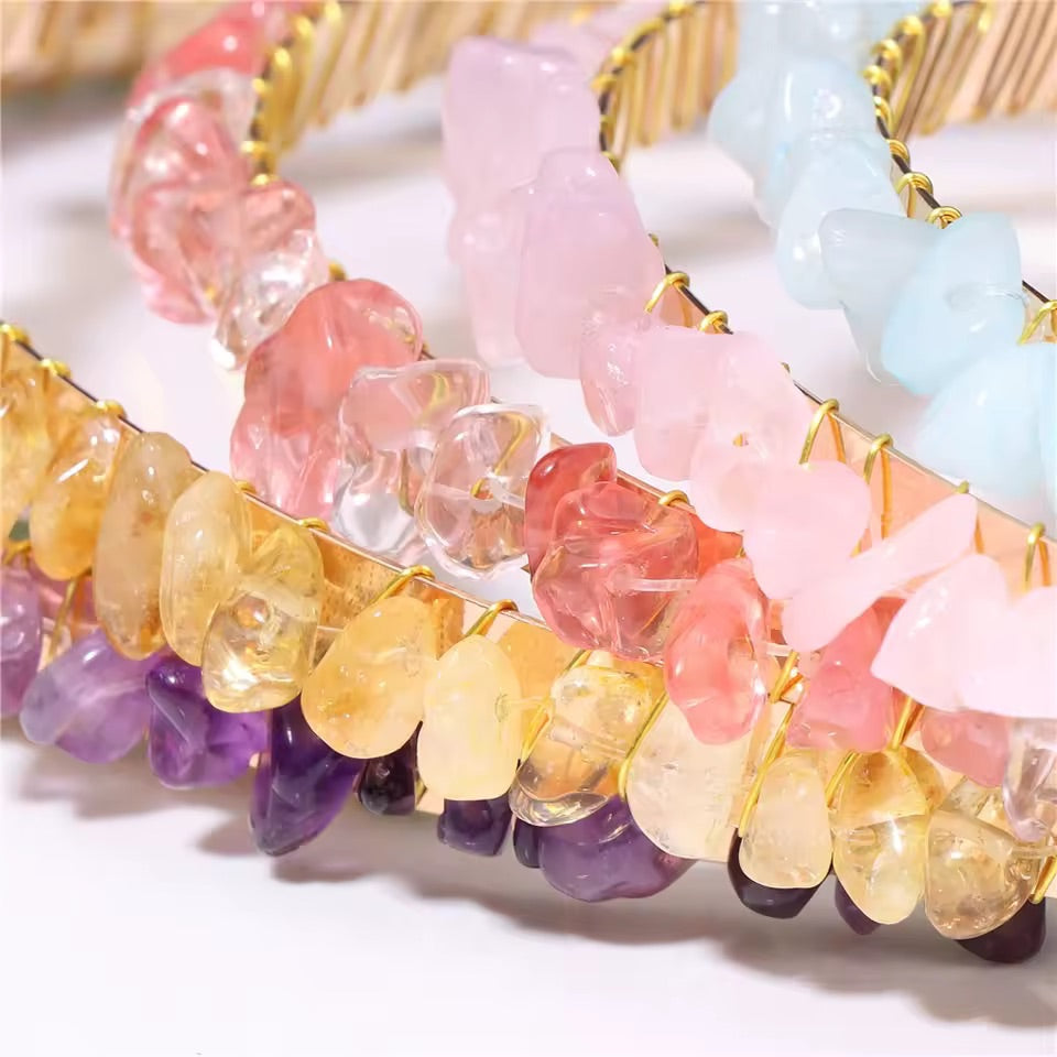 💙 Blue Calcite Crystal Chip Headband