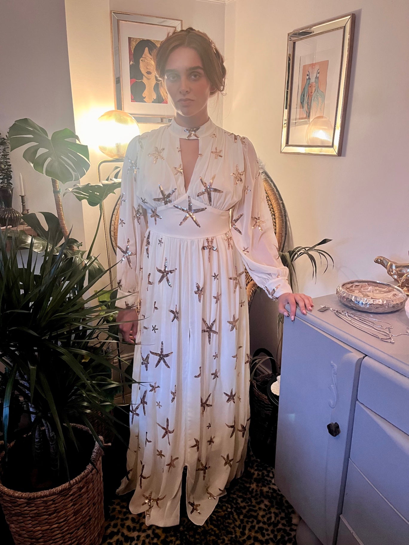 Celestial Sea Star gown Size 10 Ivory and gold sequin