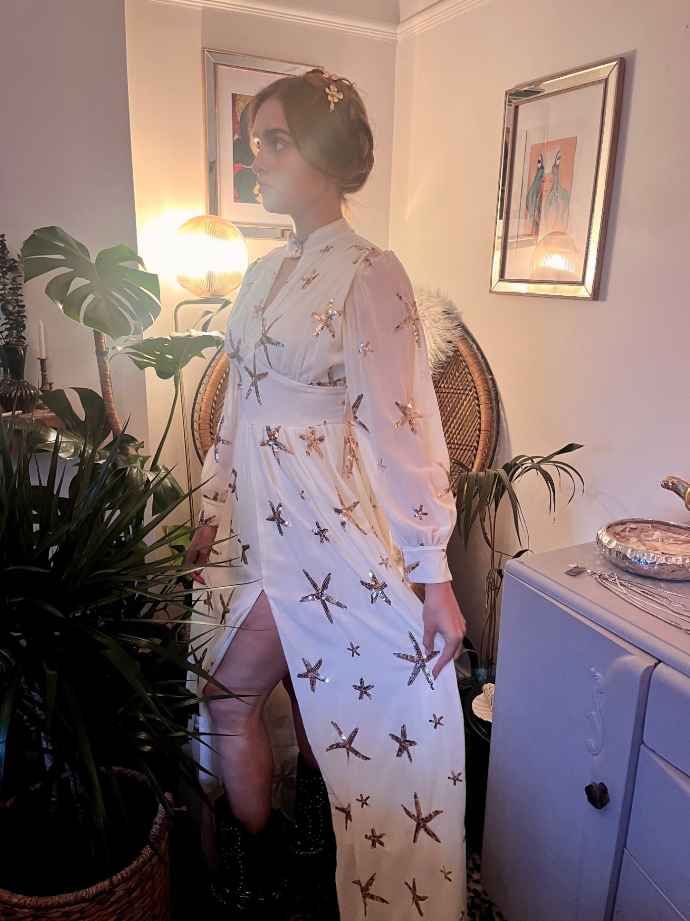 Celestial Sea Star gown Size 10 Ivory and gold sequin