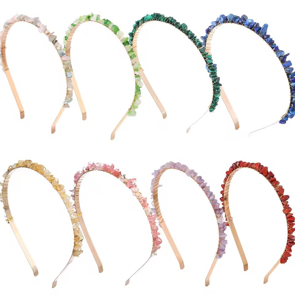 💙 Blue Calcite Crystal Chip Headband