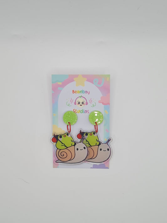 snail frog earrings