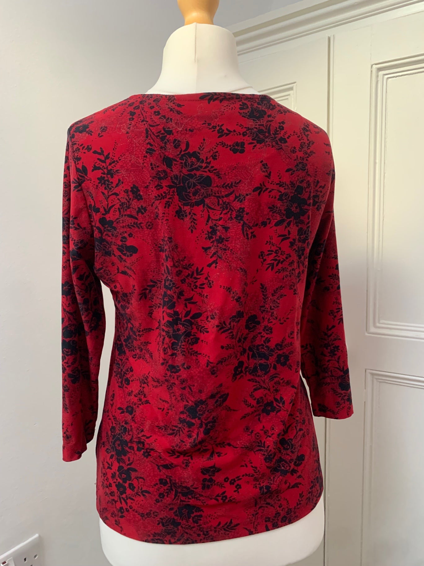 red & black floral top