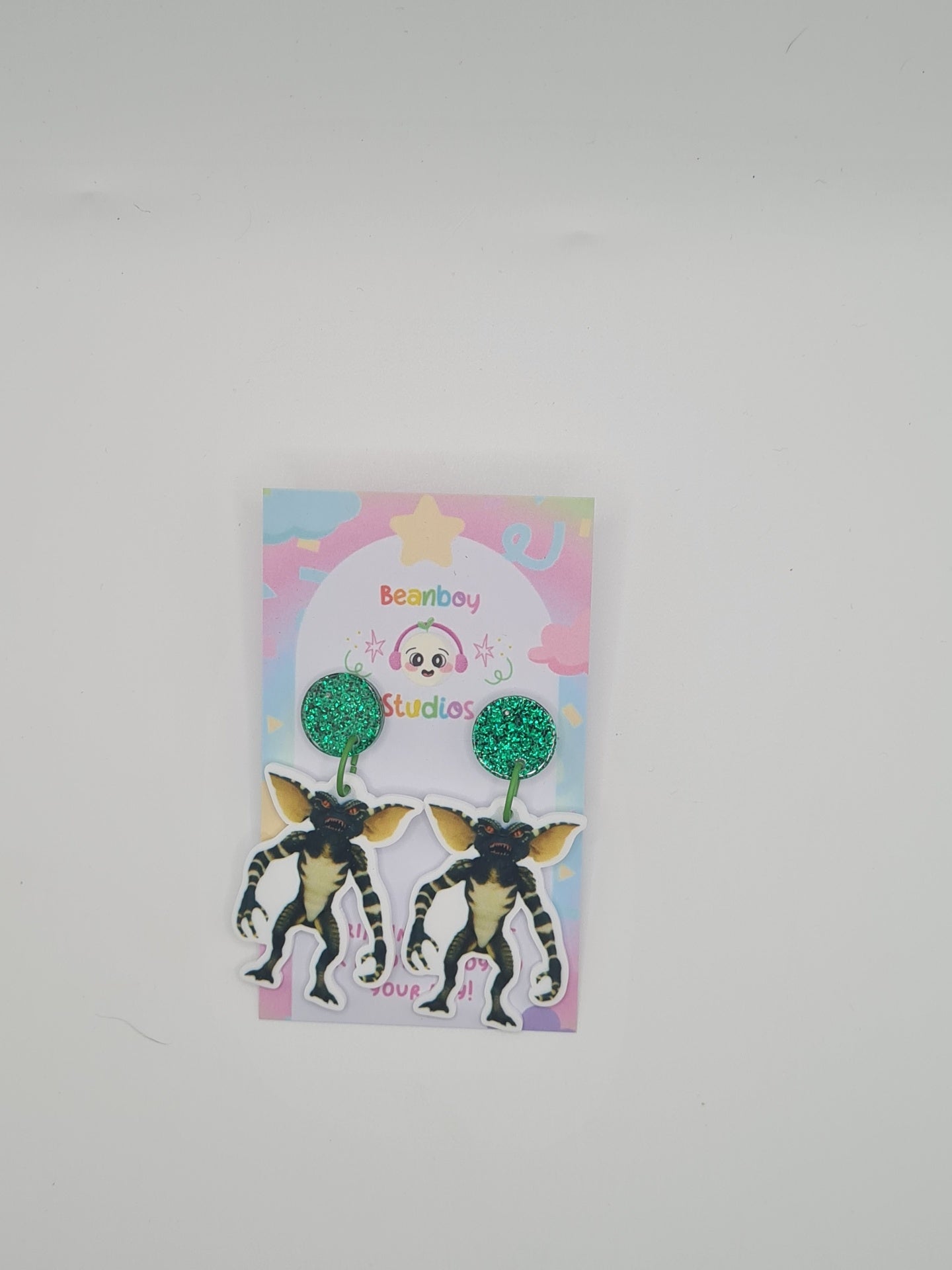green monster earrings