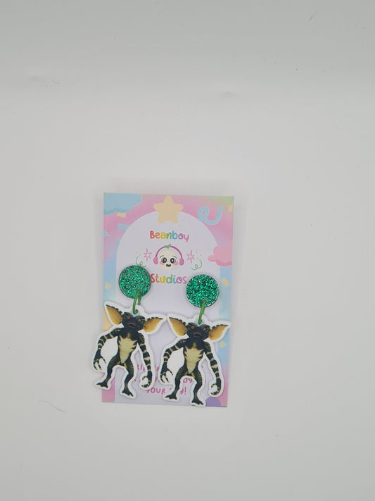 green monster earrings