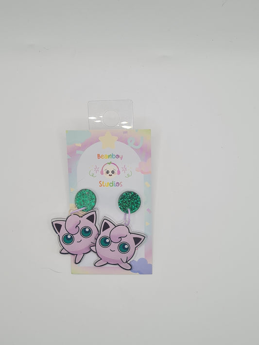 pink alien earrings