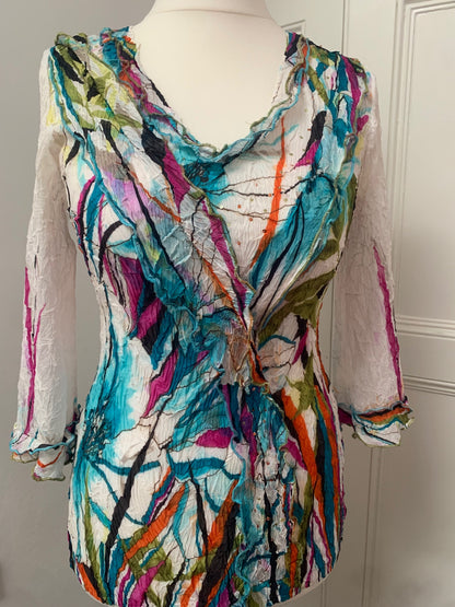 vintage unique multicoloured crinkle top