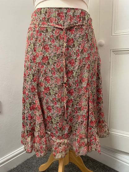 vintage green & pink floral skirt 