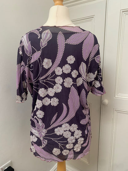purple floral mesh lined top